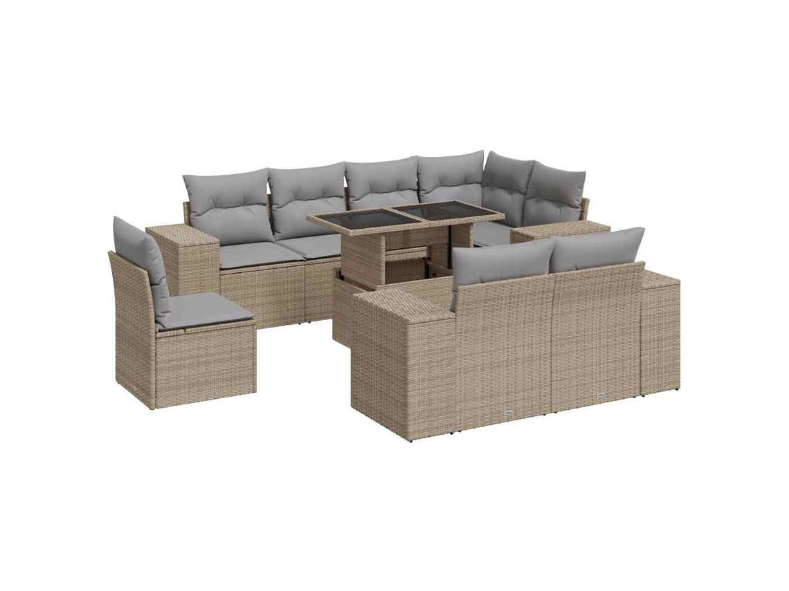 Conjunto 9 De Sofás Para Jardín VIDAXL Beige Poli Ratán(100 x 55 x 73 cm)