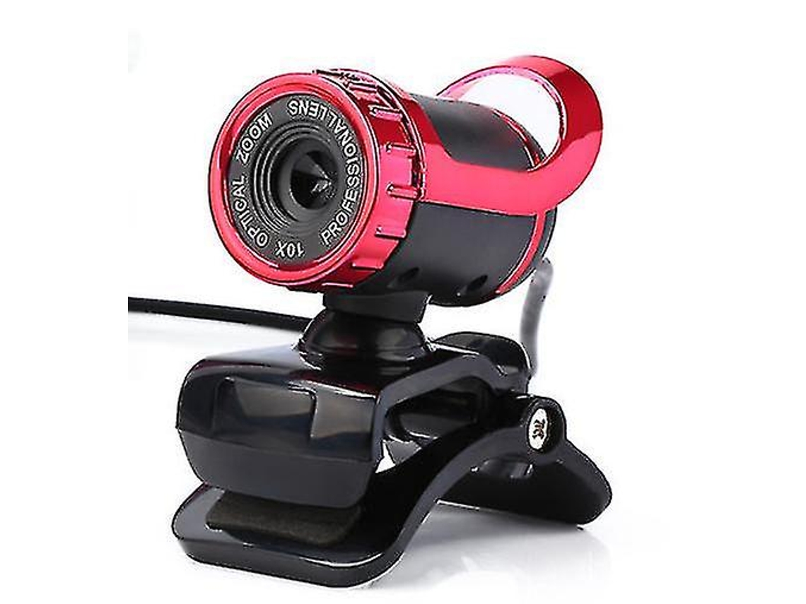 Cámara para computadora Yizhood con rotación de 360°, 1080p Full Hd. Micrófono integrado con enfoque manual para Windows/Android TV (rojo)