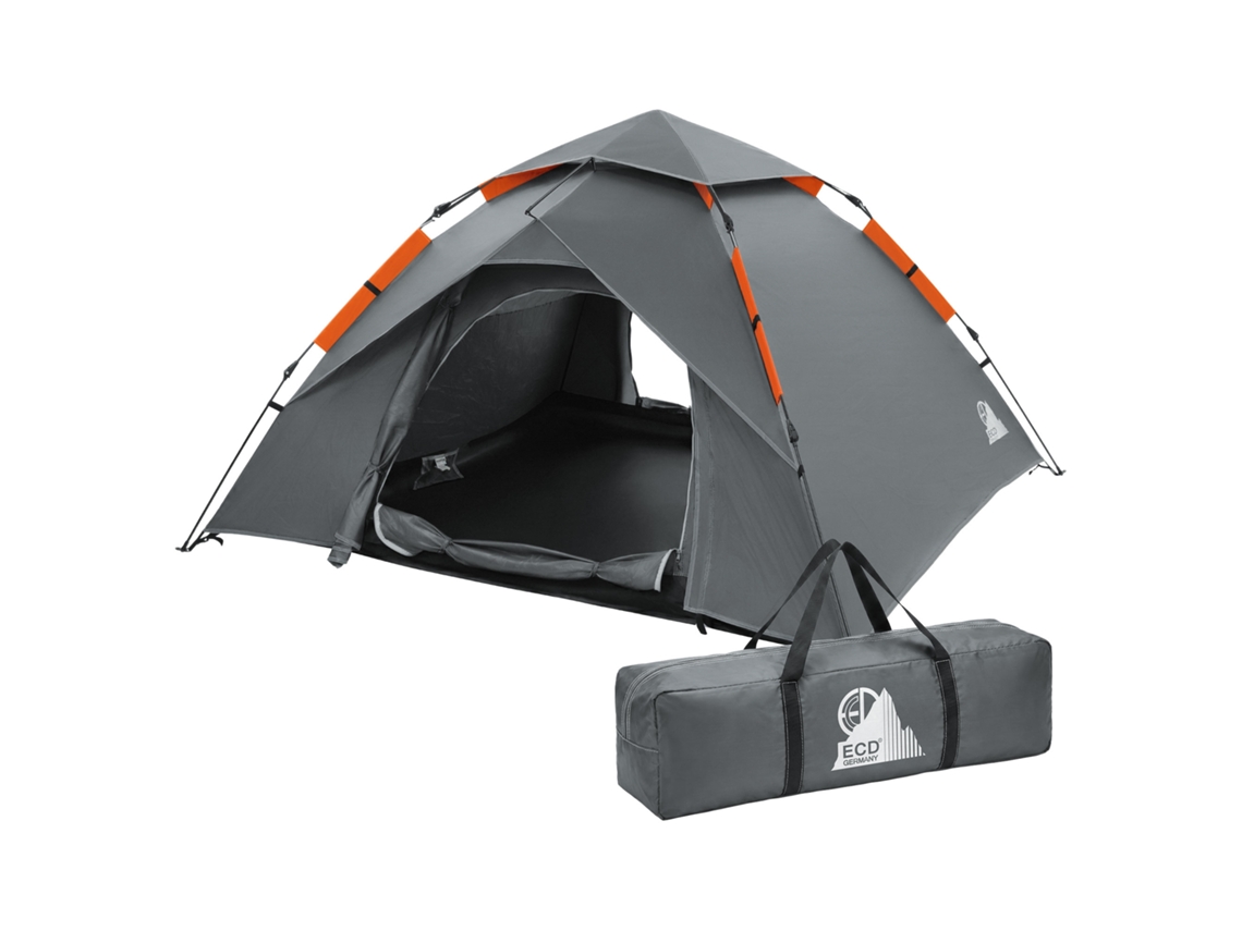 Tienda De Campaña Familiar 3-4 Personas, Gris, Impermeable Y Resistente Al Viento