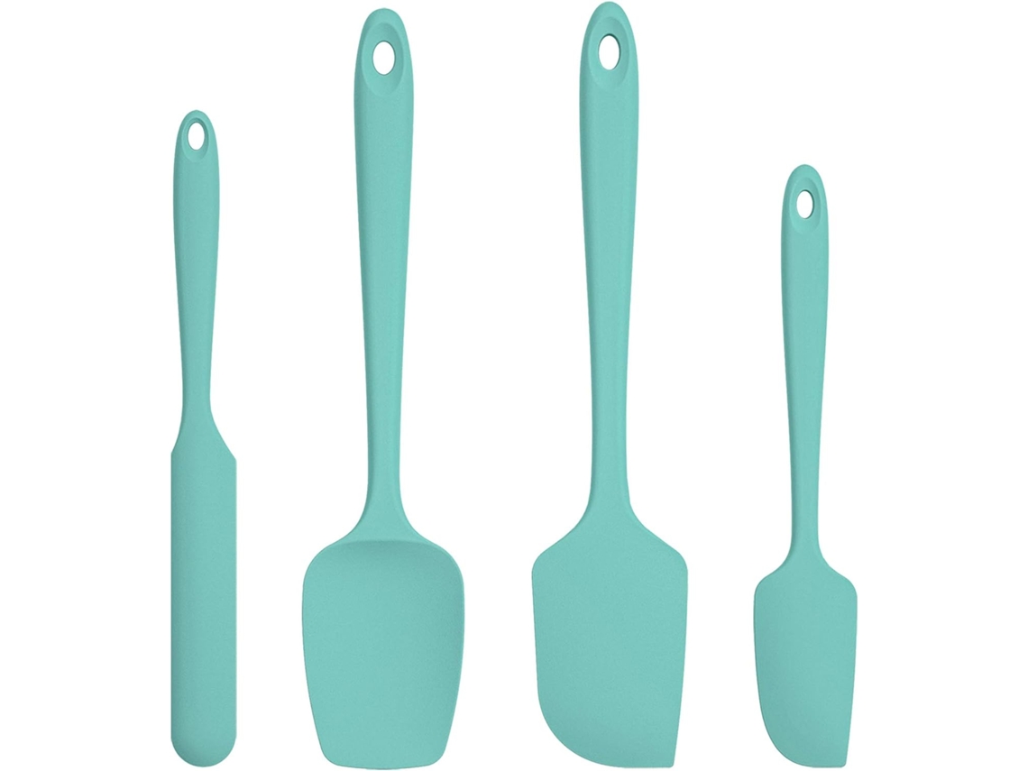 Raspador De Silicone - Conjunto De 4 Peças - Resistente Ao Calor Até 315 °c - Azul E Verde
