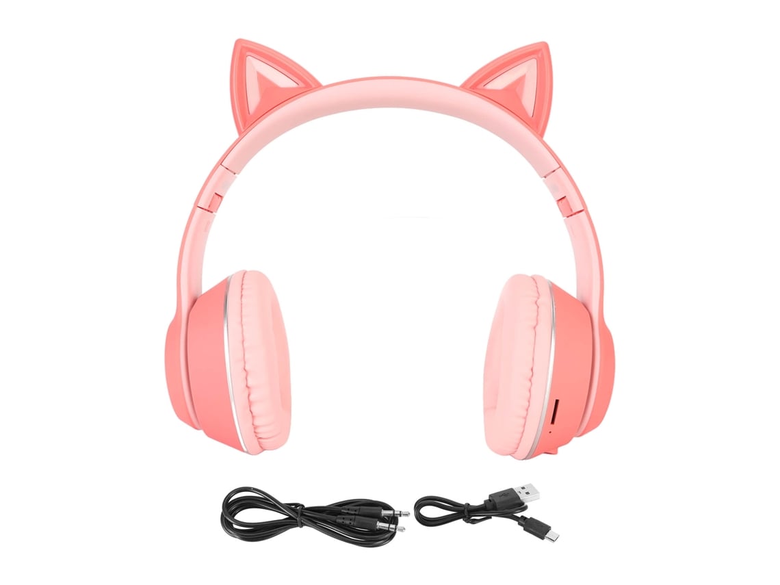Auriculares Bluetooth Infantiles Con Orejas De Gato, Inalámbricos Y Cable, Plegables, Micrófono,