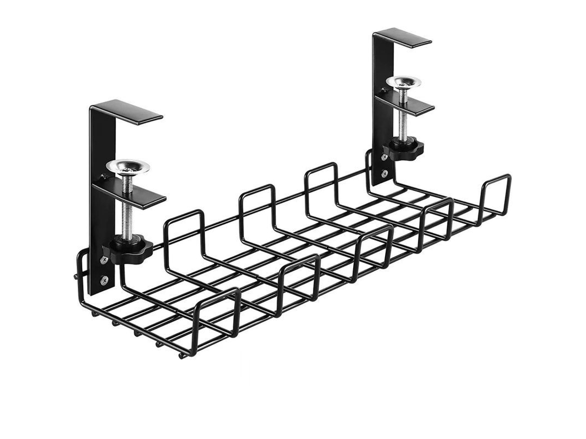 Estante Organizador De Cables Para Debajo Del Escritorio Linjou, De Acero Al Carbono Negro, Para Almacenamiento En La Oficina En Casa.