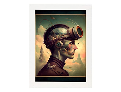 NACNIC Poster Telescopio En Estilo Surrealismo Cinematográfico Ilustraciones Y Grabados De Historieta Abstracta Y Artística A3 Marcos Blancos