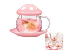 Taza Con Forma De Seta Y Infusor De Té De Cristal De 290 Ml (9,6 Oz) (rosa)