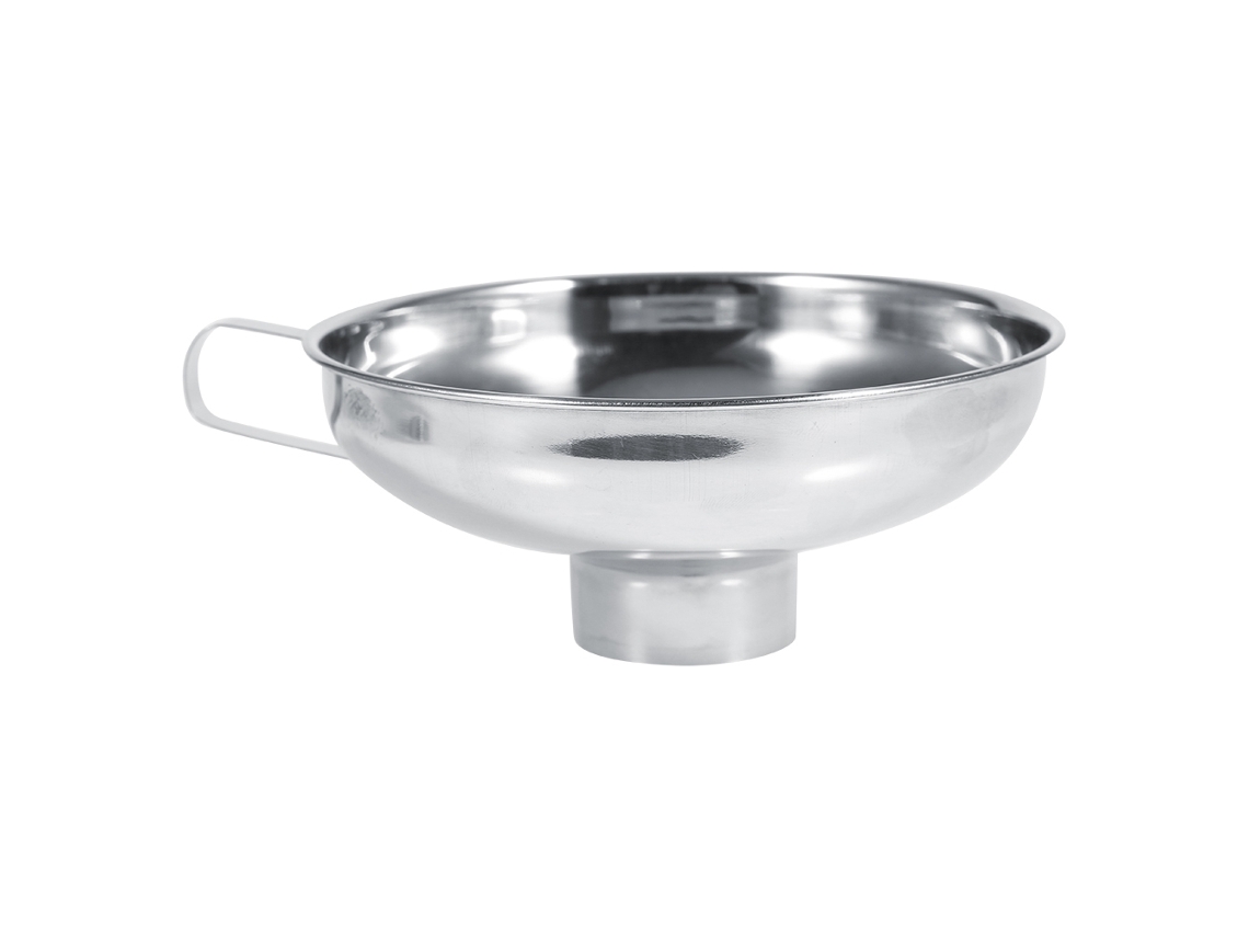 Embudo Grande De Acero Inoxidable Con Boca Ancha Y Asa Para Uso En La Cocina.
