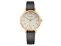 Reloj De Pulsera Casual De Cuarzo Para Mujer Yk Con Bisel Redondo Y Correa De Plástico Negra.