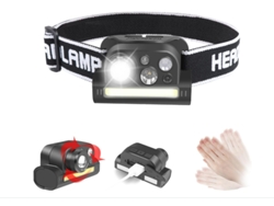 Linterna Frontal Led Con Sensor De Movimiento Para Correr, Linterna Frontal Potente Con Luz Roja/verde/luz Para Acampar/pescar/montar/cazar (negro)