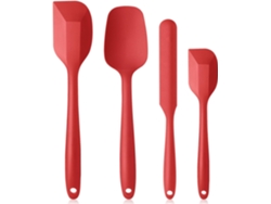 Espátula De Silicona Y Raspador De Masa, Conjunto De 4, Rojo