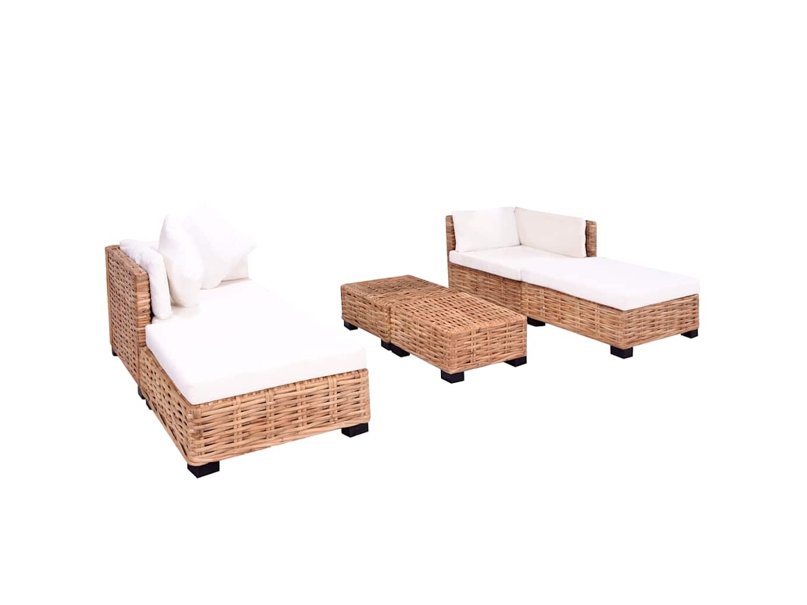 Conjunto 6 Juego de salón VIDAXL Marrón Ratán