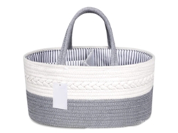 Cesta De Almacenamiento Sencilla Y Bonita De Cuerda De Algodón Para Juguetes De Bebé, 39x18x25cm, Gris.