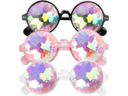 Gafas de sol, juego de 3 gafas de sol arcoíris, lentes de cristal, prisma fractal multicolor