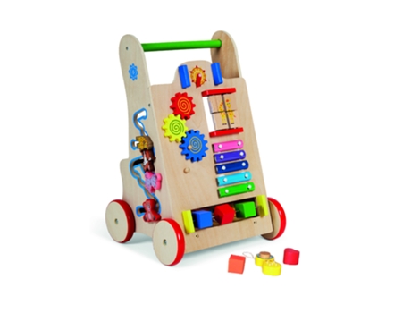 Montessori Andador de Bebé de Madera Carrito de Paseo para Primeros Pasos con Juguetes y Actividades 12 Meses Oslo/Multicolor BUDDY BABY