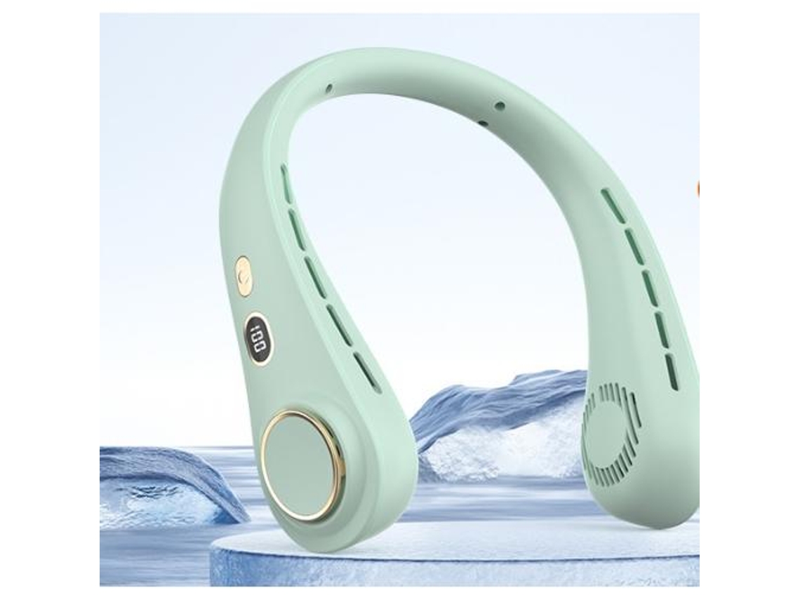 Ventilador De Cuello Portátil (verde) - 5 Velocidades Ajustables / Silencioso / Diseño Sin Aspas - Batería De 1800 Mah