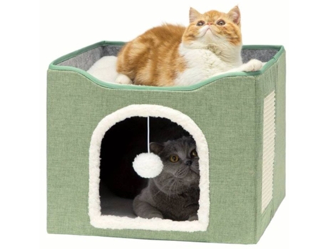 Cama De 2 Pisos Con Rascador Para Gatos 42X42X35.5Cm Verde ANTIMPACTO!