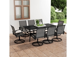9 Piezas Conjunto De Jantar Para Jardim Textilene E Aço Dkd Home Decor