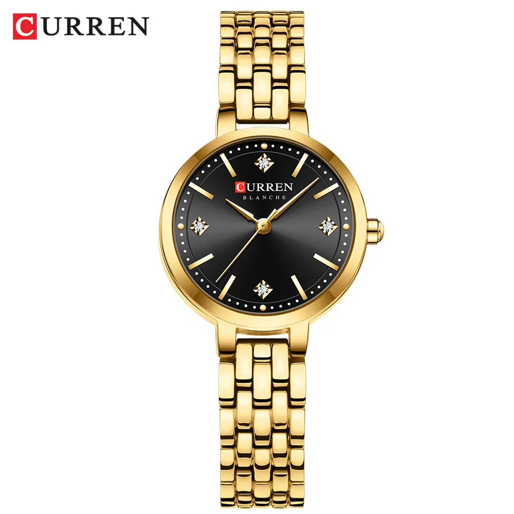 (dorado Y Negro) Reloj Para Mujer, Moderno, Sencillo Y Elegante, Reloj De Cuarzo Resistente Al Agua De Acero Inoxidable