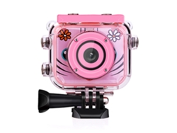 Câmera Esportiva Infantil À Prova D'Água 1080P Hd 32G Cartão de Memória Rosa 
