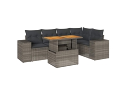 Maison Exclusive - Set De Muebles De Jardín 6 Pzas Y Cojines Ratán Sintético Gris