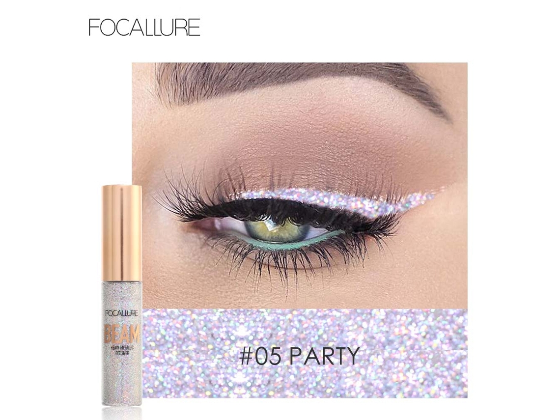 Delineador De Ojos Líquido Con Purpurina Metálica Focallure En El Tono N.° 5 Para Un Maquillaje De Ojos Brillante, Preciso Y De Larga Duración.