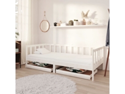 Sofá Cama con Cajones Madera de Pino Macizo Blanco (90x200 cm)