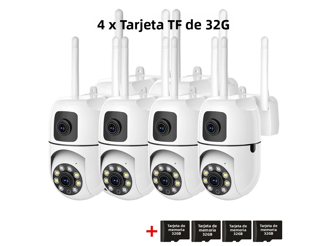 Cámaras De Red Ip Ptz Wifi Hd De 8 Mp Con Visión Nocturna (paquete De 4, 32 Gb)