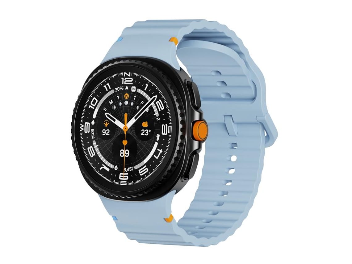 Bracelete Para Samsung Galaxy Watch 8 / 8 Classic - Silicone Com Textura Ondulada Clássica E Fivela Colorida Costurada - Azul Claro