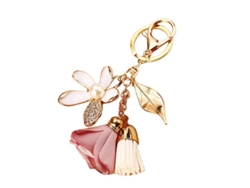 2026rebe-llavero De Flor Daisy Con Pedreria Y Borla Hoja Para Mujer Cartera Bolso Colgante Charm