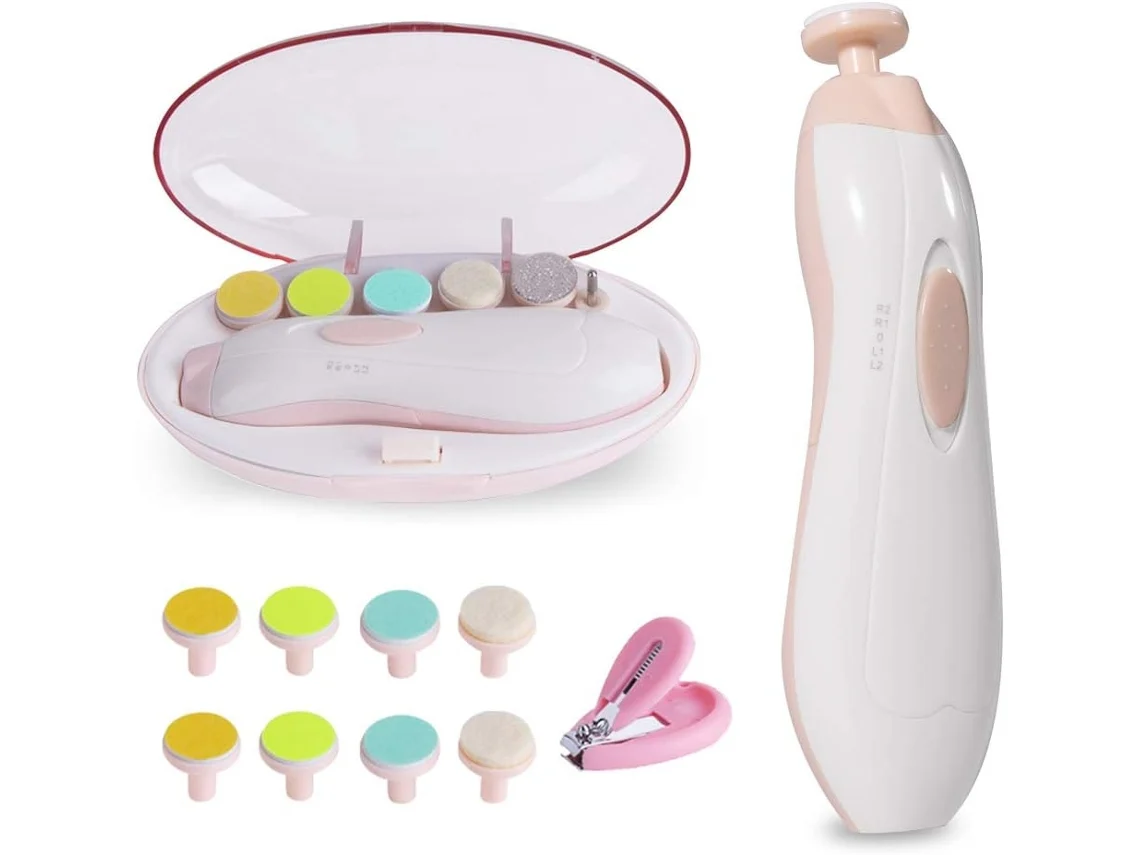 Lima eléctrica para bebés, kit de manicura con alicates y esmalte, cuidado de uñas para bebés y niños