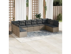 Conjunto de sofás de jardín de 10 piezas DKD Home Decor con cojines de mimbre gris