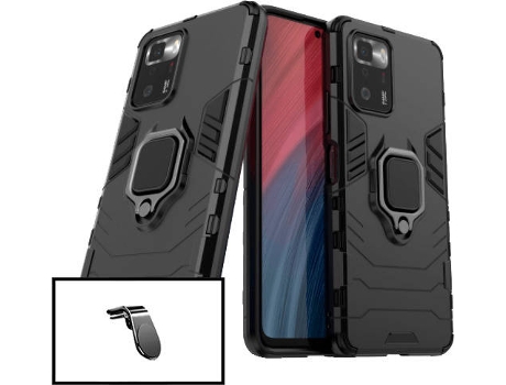 Kit Soporte Magnético L Safe Driving Coche y Funda 3X1 Military Defender Xiaomi Poco X3 GT PHONECARE Negro
