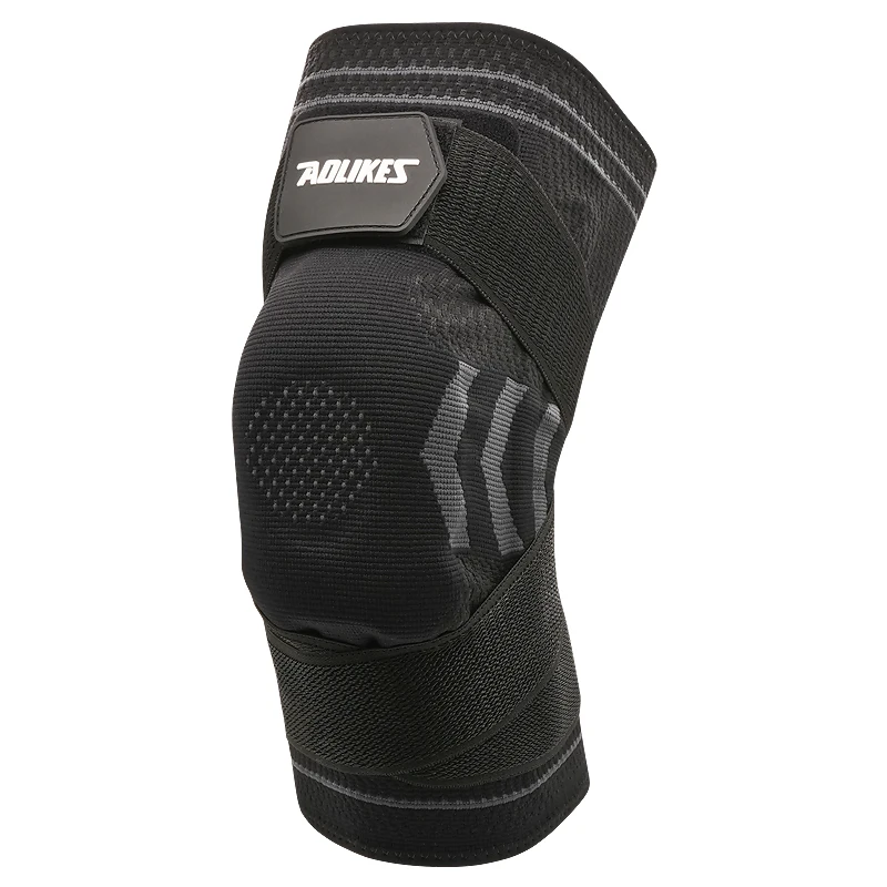 Rodillera deportiva (negra, talla M) con compresión elástica para aliviar lesiones de rodilla.