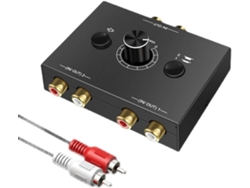 Selector De Audio 2 En 1, Salida, Convertidor, Metal Negro, Conexión Multidispositivo, Conmutación.