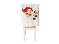 Funda de respaldo de silla de lino con bordado navideño