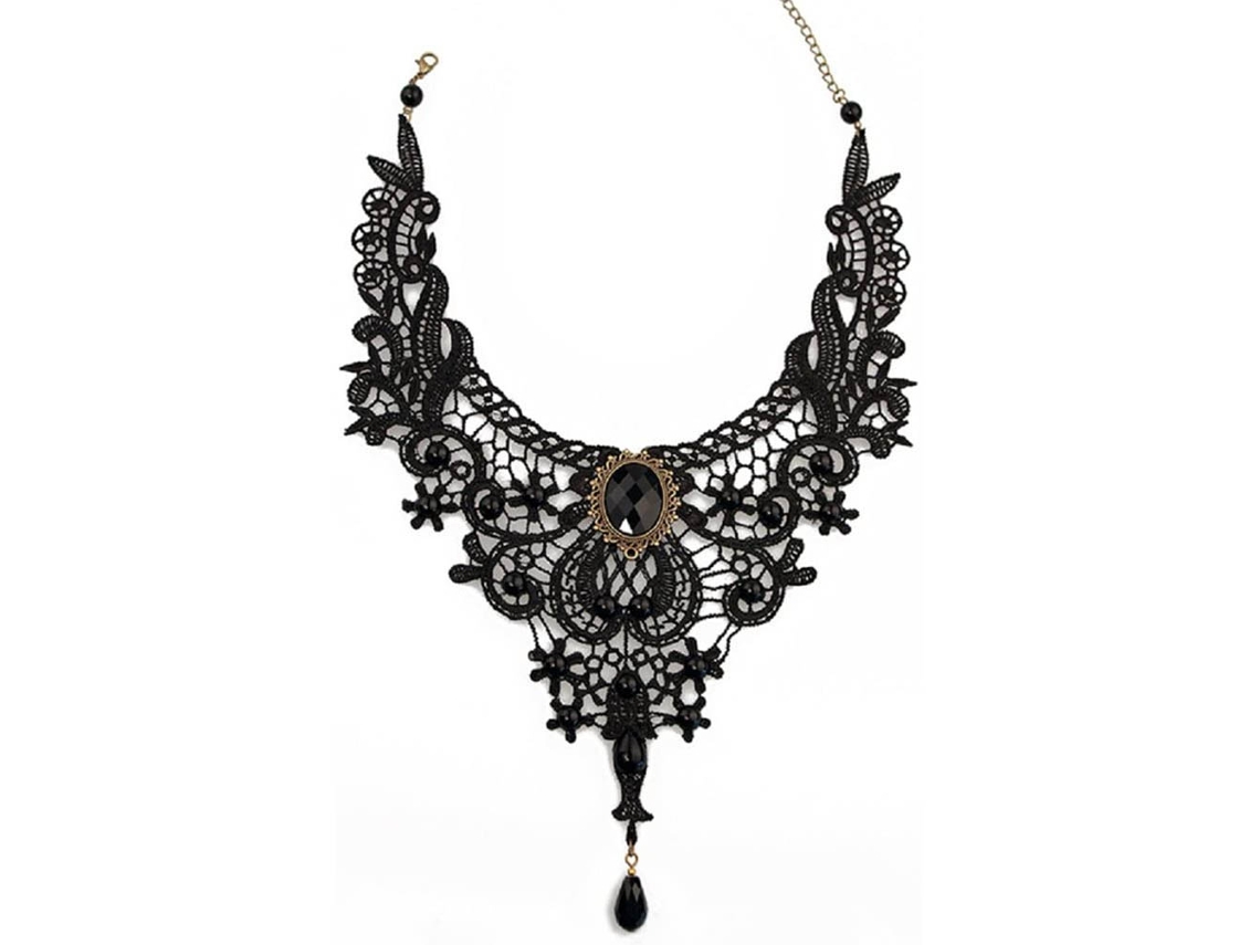 Ats-collar De Encaje Victoriano Gótico Sexy Hollow Collar De Encaje Negro Steampunk Cosplay