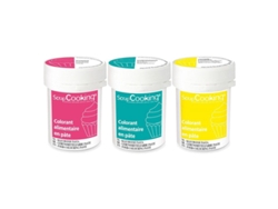 3 pasta colorante alimenticia 20 g - fucsia-turquesa-limón