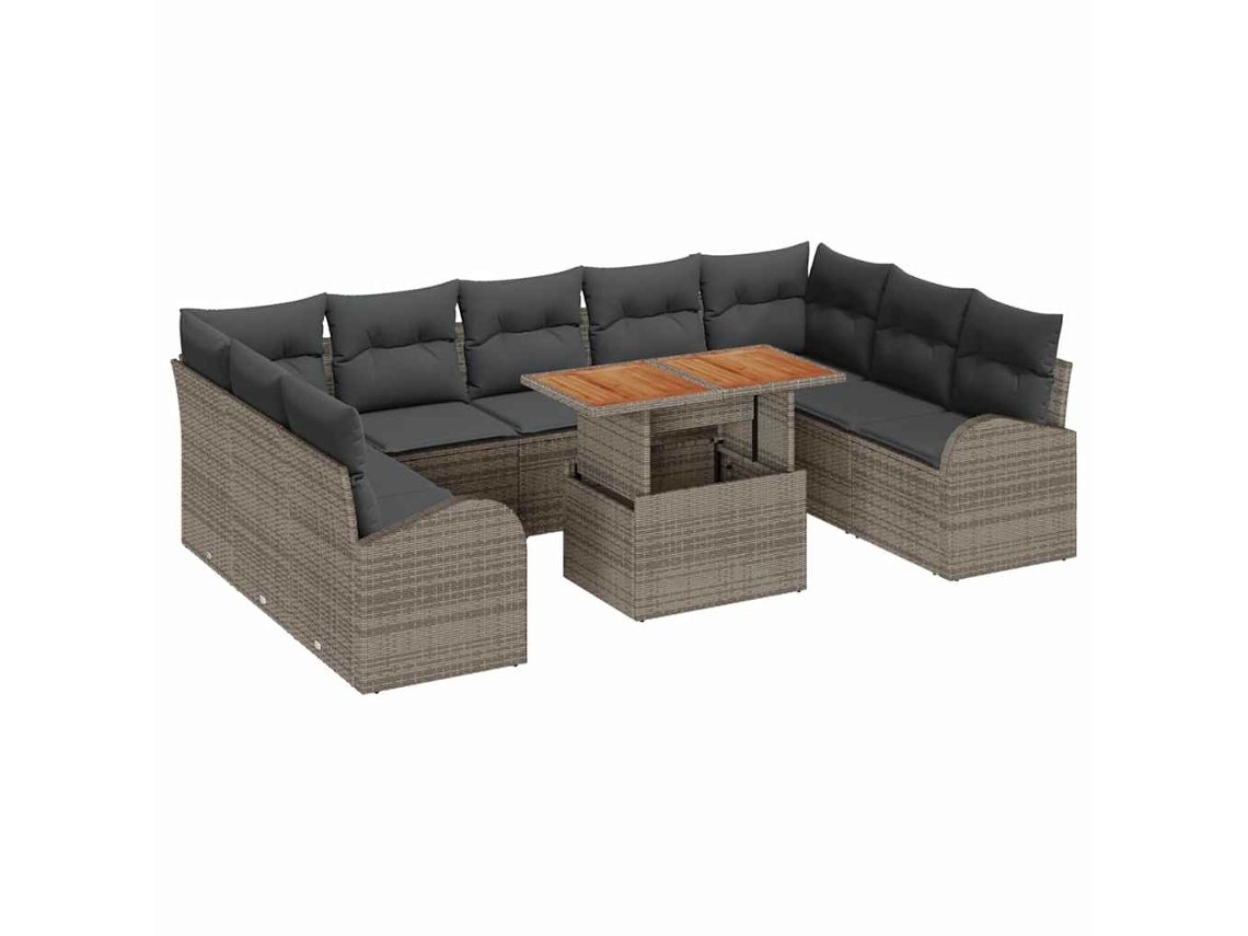 Maison Exclusive - Conjunto De Sofá De Jardín 10 Pcs Gris Poliratán