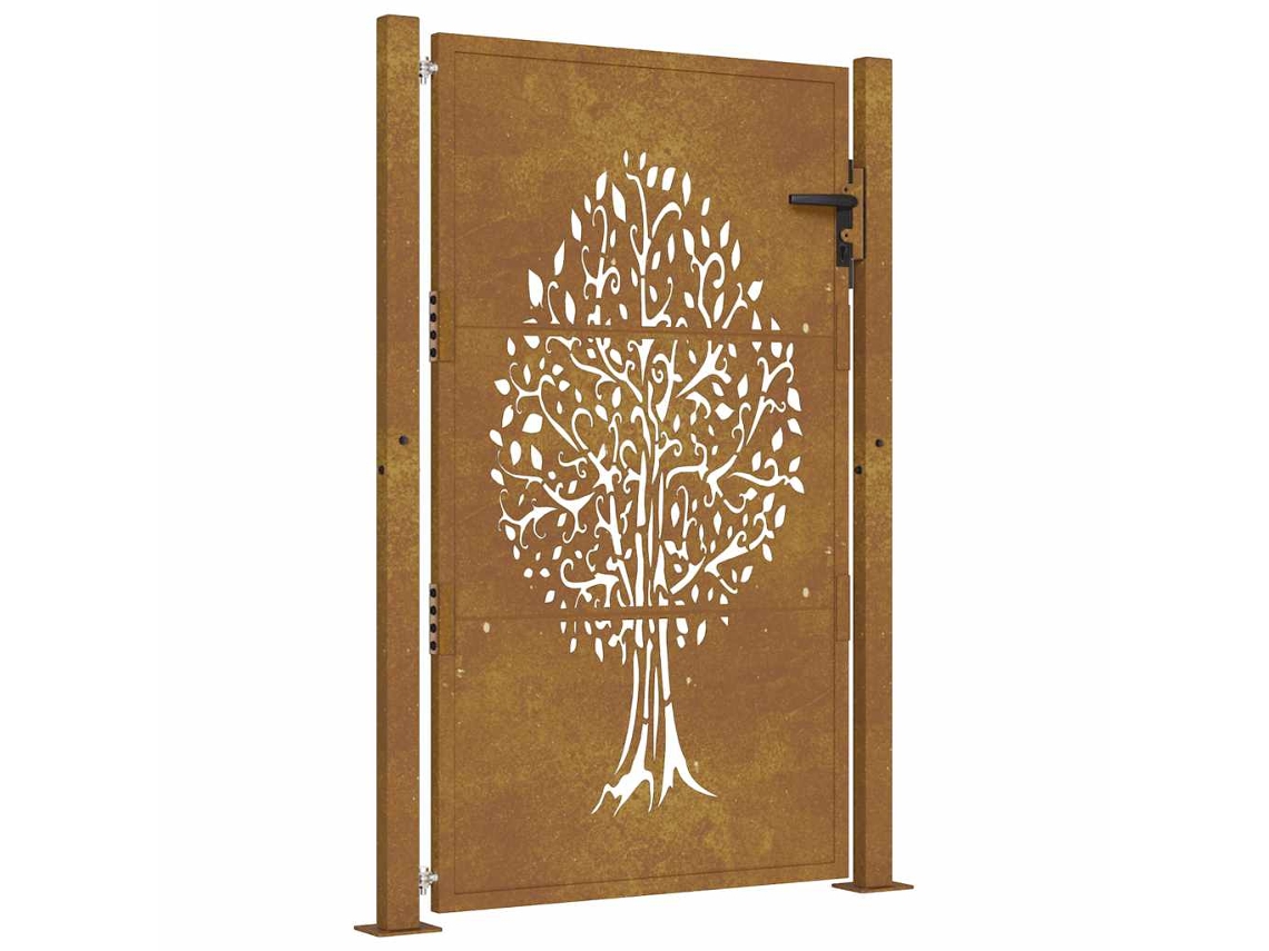 Maison Exclusive - Puerta De Jardín 100x125 Cm De Acero Corten Con Diseño De Árbol