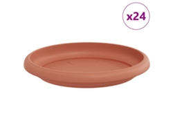Bandeja redonda para flores, 24 unidades, color rojo ladrillo, Ø 14 x 2 cm, VIDAXL