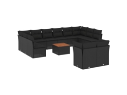 Maison Exclusive - Set De Sofás De Jardín Y Cojines 13 Pzas Ratán Sintético Negro