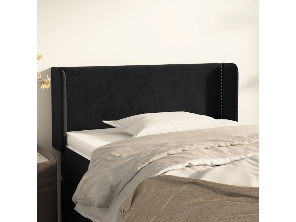 Cabecero De Terciopelo Negro 93x16x78/88 Cm