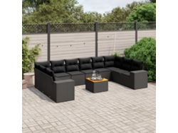 Conjunto de sofás de jardín de 11 piezas DKD Home Decor con cojines de mimbre negros