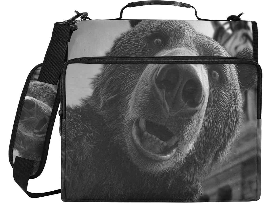 Besportble Carpeta De Oso La Estatua Libertad Y Cartera Para Escuela Oficina Papeles 34,5 X 31,5 8,9 Cm