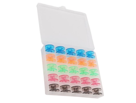 HURRISE 25 bobinas duraderas para máquina de coser en caja de almacenamiento, accesorios de costura