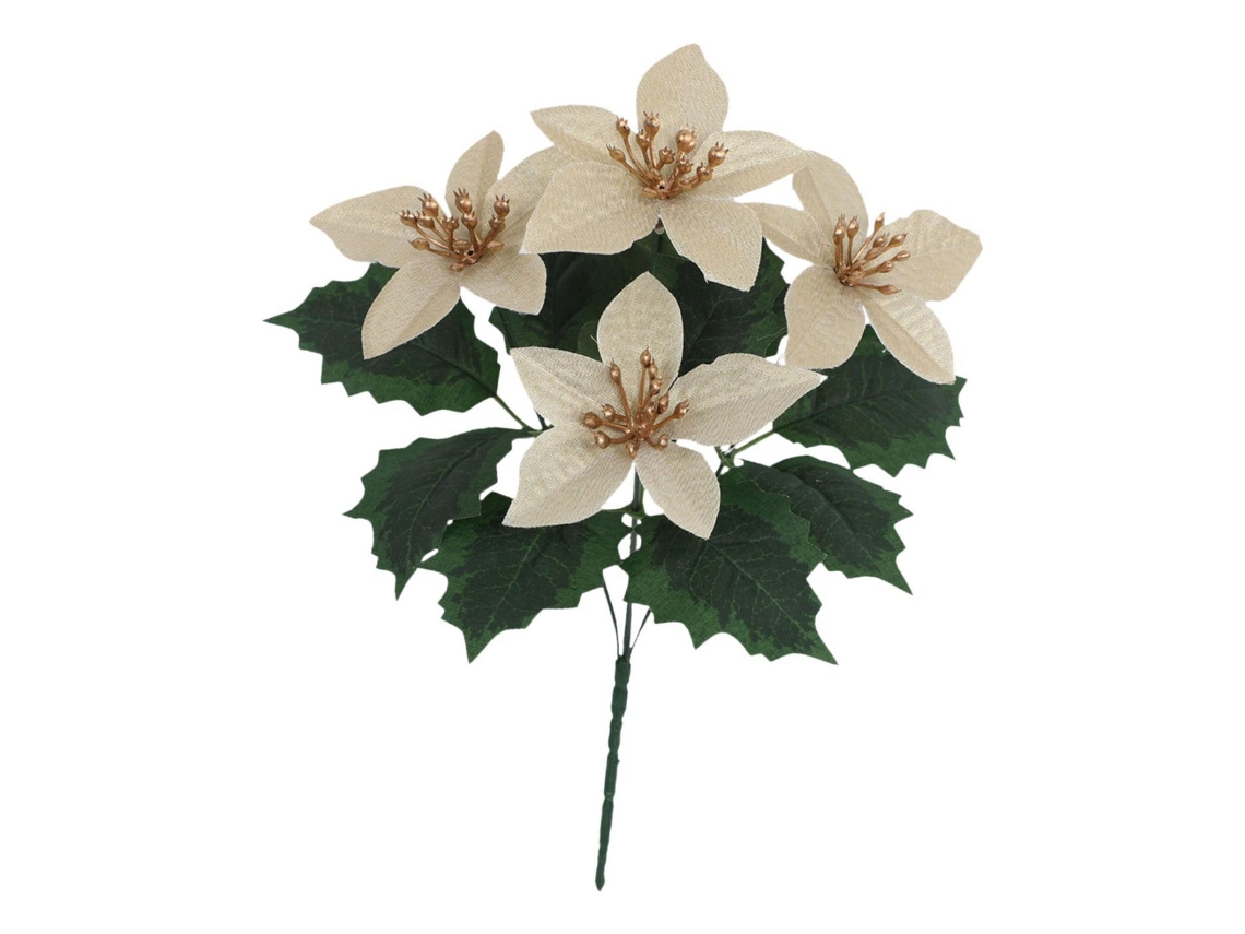 Ramo de flores artificiales de Navidad, arreglo dorado slowmoose