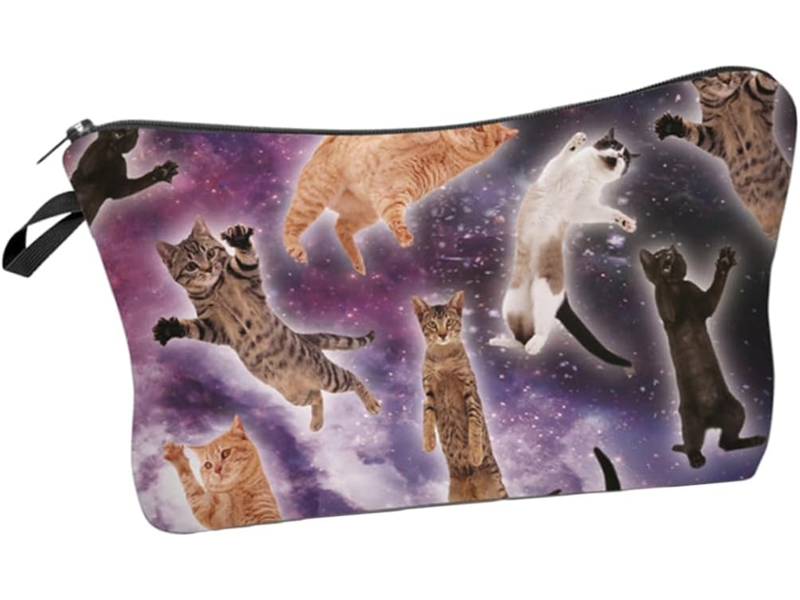 Neceser Portátil Para Mujer, Estampado De Gato, Organizador De Cosméticos, Almacenamiento