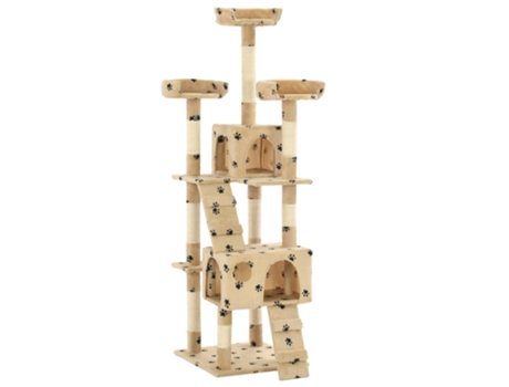 vidaXL Rascador para gatos poste de sisal 170 cm huellas beige