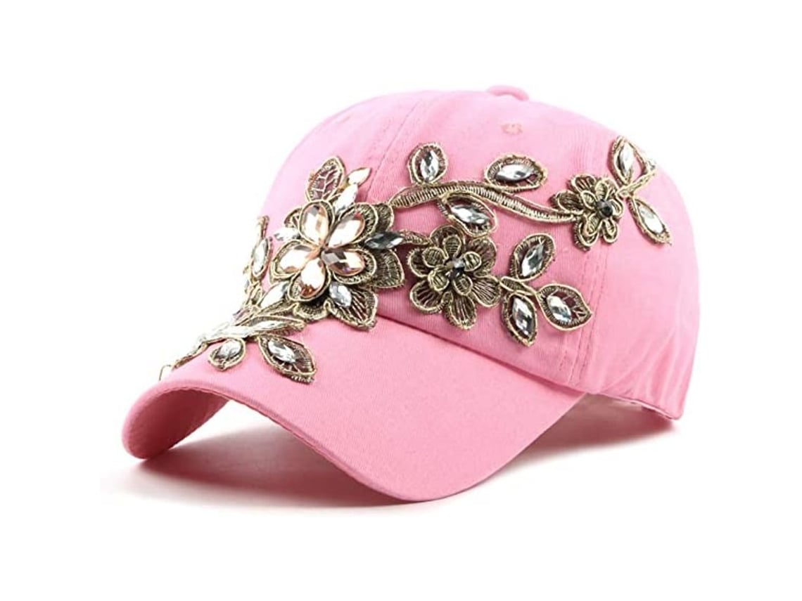 Gorra De Béisbol Para Mujer, Gorra Vaquera Ajustable Con Pedrería, Protección Solar Upf 50+.