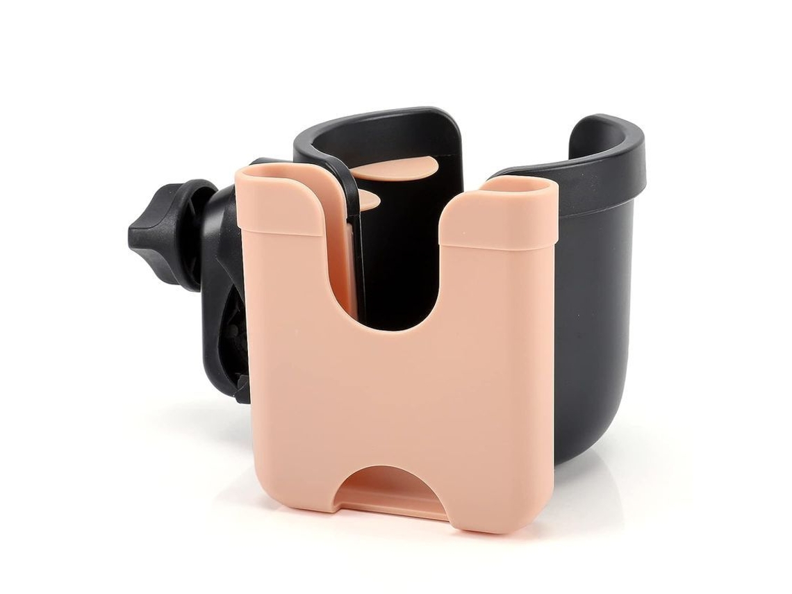 Soporte Para Vaso Y Teléfono Para Cochecito De Bebé, Bicicleta, Universal 2 En 1, Rosa.