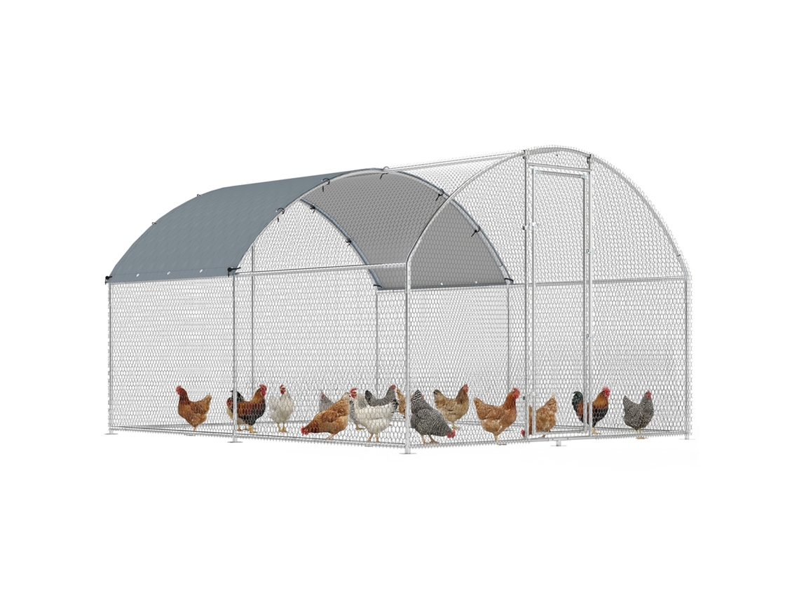 Gallinero De 2,8 X 3,4 X 1,9 M Con Techo Oxford, Capacidad Para 10-16 Gallinas Plateadas.