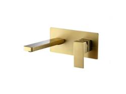 Grifo Mural Para Lavabo 062 En Latón Dorado Cepillado, Colección Scamandre